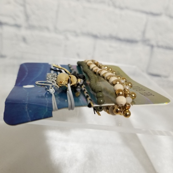 Puka Shell Beaded Bracelet Good Vibes Beach Bracelets Set New - Picture 5 of 9